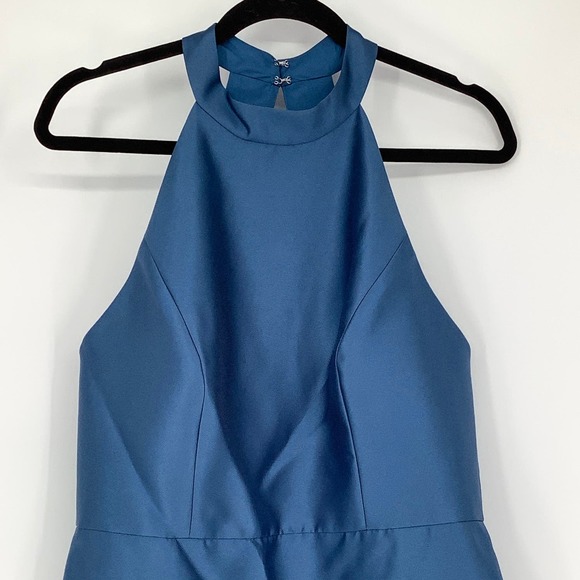 NEW! Alfred Sung Sz 14 High Neck Open Back Satin Cocktail Dress $200 msrp I21-16 - Picture 7 of 11